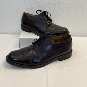 Bostonian Luxe 25428 Malden Burgundy  Leather Wingtip Oxfords Mens 8.5M Brogue